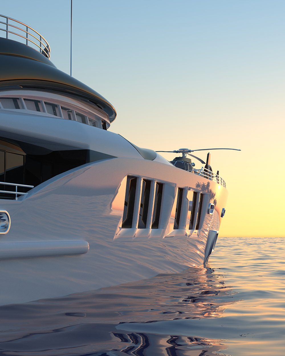 Extremely detailed and realistic high resolution photorealistic 3d image of a luxury super Yacht